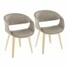 Curvo Contemporary Upholstered Chair in Natural Wood and Light Grey Faux Leather by LumiSource - Set of 2 - Curvo Contemporary Upholstered Chair in Natural Wood and Light Grey Faux Leather by LumiSource - Set of 2