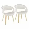 Curvo Contemporary Upholstered Chair in Natural Wood and White Faux Leather by LumiSource - Set of 2 - Curvo Contemporary Upholstered Chair in Natural Wood and White Faux Leather by LumiSource - Set of 2