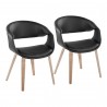 Curvo Contemporary Upholstered Chair in Whitewashed Wood and Black Faux Leather by LumiSource - Set of 2
