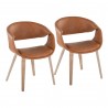 Curvo Contemporary Upholstered Chair in Whitewashed Wood and Camel Faux Leather by LumiSource - Set of 2