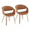 Curvo Contemporary Upholstered Chair in Whitewashed Wood and Camel Faux Leather by LumiSource - Set of 2 - Curvo Contemporary Upholstered Chair in Whitewashed Wood and Camel Faux Leather by LumiSource - Set of 2