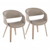 Curvo Contemporary Upholstered Chair in Whitewashed Wood and Light Grey Faux Leather by LumiSource - Set of 2