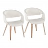 Curvo Contemporary Upholstered Chair in Whitewashed Wood and White Faux Leather by LumiSource - Set of 2