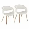 Curvo Contemporary Upholstered Chair in Whitewashed Wood and White Faux Leather by LumiSource - Set of 2 - Curvo Contemporary Upholstered Chair in Whitewashed Wood and White Faux Leather by LumiSource - Set of 2