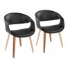 Curvo Contemporary Upholstered Chair in Zebra Wood and Black Faux Leather by LumiSource - Set of 2