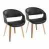 Curvo Contemporary Upholstered Chair in Zebra Wood and Black Faux Leather by LumiSource - Set of 2 - Curvo Contemporary Upholstered Chair in Zebra Wood and Black Faux Leather by LumiSource - Set of 2