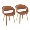 Curvo Contemporary Upholstered Chair in Zebra Wood and Camel Faux Leather by LumiSource - Set of 2