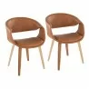 Curvo Contemporary Upholstered Chair in Zebra Wood and Camel Faux Leather by LumiSource - Set of 2 - Curvo Contemporary Upholstered Chair in Zebra Wood and Camel Faux Leather by LumiSource - Set of 2