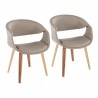 Curvo Contemporary Upholstered Chair in Zebra Wood and Light Grey Faux Leather by LumiSource - Set of 2