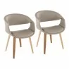 Curvo Contemporary Upholstered Chair in Zebra Wood and Light Grey Faux Leather by LumiSource - Set of 2 - Curvo Contemporary Upholstered Chair in Zebra Wood and Light Grey Faux Leather by LumiSource - Set of 2
