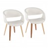 Curvo Contemporary Upholstered Chair in Zebra Wood and White Faux Leather by LumiSource - Set of 2