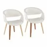Curvo Contemporary Upholstered Chair in Zebra Wood and White Faux Leather by LumiSource - Set of 2 - Curvo Contemporary Upholstered Chair in Zebra Wood and White Faux Leather by LumiSource - Set of 2