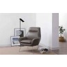Whiteline Modern Living Daiana Chair In Dark Gray Italian Leather And Stainless Steel Legs - Lifestyle