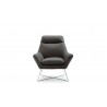 Whiteline Modern Living Daiana Chair In Dark Gray Italian Leather And Stainless Steel Legs - Front