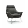 Daiana Chair Dark Gray Top Grain Italian Leather And Stainless Steel Legs - Daiana Chair Dark Gray Top Grain Italian Leather And Stainless Steel Legs