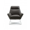 Daiana Chair Dark Gray Top Grain Italian Leather And Stainless Steel Legs - Front