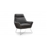 Whiteline Modern Living Daiana Chair In Dark Gray Italian Leather And Stainless Steel Legs - Angled