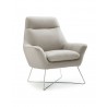 Daiana Chair Light Gray Top Grain Italian Leather And Stainless Steel Legs - Angled