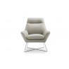 Whiteline Modern Living Daiana Chair In Light Gray Italian Leather And Stainless Steel Legs - Front