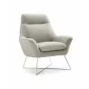 Daiana Chair Light Gray Top Grain Italian Leather And Stainless Steel Legs - Angled - Daiana Chair Light Gray Top Grain Italian Leather And Stainless Steel Legs - Angled