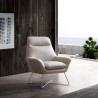 Whiteline Modern Living Daiana Chair In Light Gray Italian Leather And Stainless Steel Legs - Lifesytle