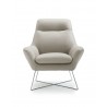 Daiana Chair Light Gray Top Grain Italian Leather And Stainless Steel Legs