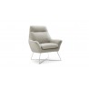 Whiteline Modern Living Daiana Chair In Light Gray Italian Leather And Stainless Steel Legs - Angled