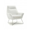 Daiana Chair White Top Grain Italian Leather And Stainless Steel Legs - Angled