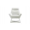 Whiteline Modern Living Daiana Chair In White Italian Leather And Stainless Steel Legs - Front