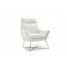 Whiteline Modern Living Daiana Chair In White Italian Leather And Stainless Steel Legs - Angled
