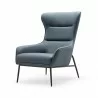 Whiteline Modern Living Wyatt Leisure Chair in Blue Faux Leather - Angled Vloseup - Whiteline Modern Living Wyatt Leisure Chair in Blue Faux Leather - Angled Vloseup