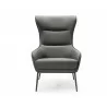 Whiteline Modern Living Wyatt Leisure Chair in Dark Grey Faux Leather - Front - Whiteline Modern Living Wyatt Leisure Chair in Dark Grey Faux Leather - Front
