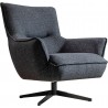 Whiteline Modern Living Fatsa Swivel Chair In Dark Gray Linen Fabric And Matte Black Powder-Coated Metal Legs - Angled