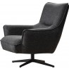 Whiteline Modern Living Fatsa Swivel Chair In Dark Gray Linen Fabric And Matte Black Powder-Coated Metal Legs - Side Angled