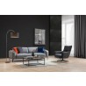 Whiteline Modern Living Fatsa Swivel Chair In Dark Gray Linen Fabric And Matte Black Powder-Coated Metal Legs - Lifestyle 2