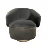 Whiteline Modern Living Erzin Swivel Accent Chair in Black with Nickel Legs - Front - Whiteline Modern Living Erzin Swivel Accent Chair in Black with Nickel Legs - Front