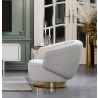 Whiteline Modern Living Erzin Swivel Accent Chair in White with Nickel Legs - Lifestyle Side