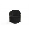 Whiteline Modern Living Vision Accent Armchair with Black Fabric And Nickel Armrests and Base - Front