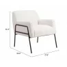 Charleston Accent Chair in Cream- Seat Dimensions - Charleston Accent Chair in Cream- Seat Dimensions