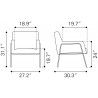 Charleston Accent Chair in Cream- Dimensions