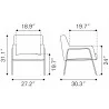 Charleston Accent Chair in Cream- Dimensions - Charleston Accent Chair in Cream- Dimensions