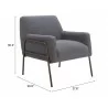 Charleston Accent Chair in Gray- Seat Dimension - Charleston Accent Chair in Gray- Seat Dimension
