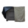AZ Patio Heaters Square Fire Pit Commercial Cover in Tan - Front Opened Angle