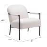 Zuo Modern Chicago Accent Chair Ivory- Seat Dimension