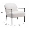 Zuo Modern Chicago Accent Chair Ivory- Seat Dimension - Zuo Modern Chicago Accent Chair Ivory- Seat Dimension