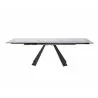 Whiteline Modern Living Chicago Extendable Dining Table In Sanded Black Metal Legs - Front and Extended - Whiteline Modern Living Chicago Extendable Dining Table In Sanded Black Metal Legs - Front and Extended