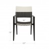 DecoScapes Chloe Dining Arm Chair With Espresso And White Wicker With Espresso Frame - Front with Dimension