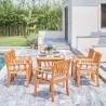 Vifah Kapalua Honey Nautical 7-Piece Wooden Outdoor Dining Set, Front View