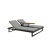 Whiteline Modern Living Sandy Double Lounge Chair with Middle Table in Grey And Waterproof Fabric - Side Angled