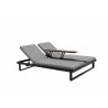 Whiteline Modern Living Sandy Double Lounge Chair with Middle Table in Grey And Waterproof Fabric - Side Angled - Whiteline Modern Living Sandy Double Lounge Chair with Middle Table in Grey And Waterproof Fabric - Side Angled